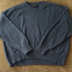Quince 100% Organic Cotton Boyfriend Crew Sweater Charcoal Grey